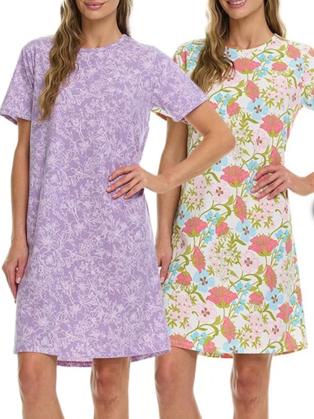 Women's Cotton Sleep Shirt, 2-pack Purple